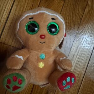 Ty Brown Gingerbread Plush with Green and Red Details
